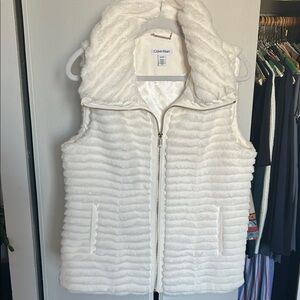 Calvin Klein Women's Ivory Faux Fur Vest